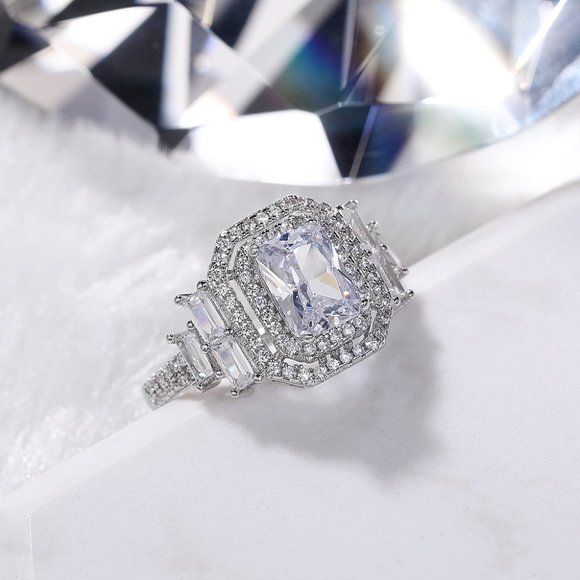 Radiant Shiny Cubic Zircon Wonderful Wedding Rings for Women/Girls, L068 - Picture 4 of 8